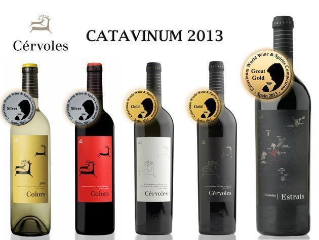 Els vins de Cérvoles celler presentats al concurs i els seus premis.