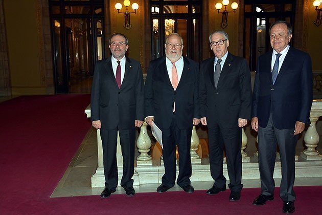 Imatge de la compareixença al Parlament del president de la Diputació Joan Reñé. 