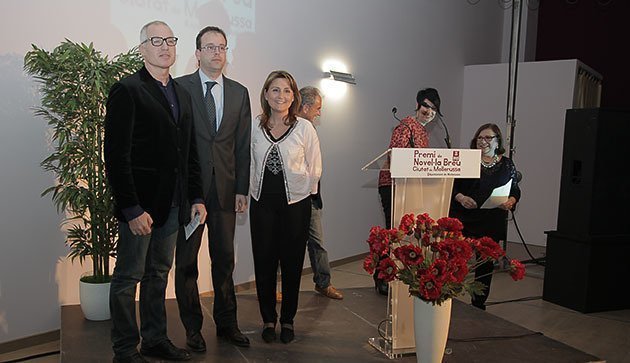 Josep Pastells, Marc Solsona i Susagna Aluja, en el lliurament del Premi de Novel·la Breu.