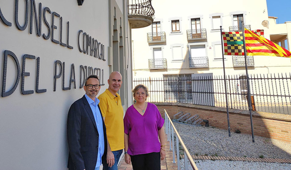 El president del Consell Comarcal del Pla d'Urgell amb els vicepresidents, Jordi Martínez i Maribel Zamora - Foto: Consell Comarcal del Pla d'Urgell