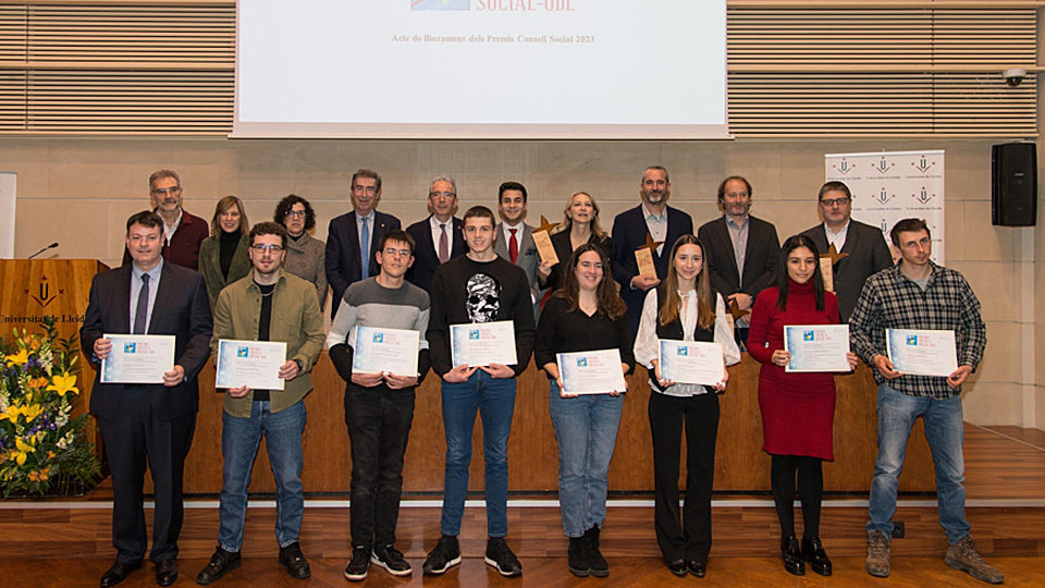 Guardonats amb els Premis al compromís empresarial amb la Universitat de Lleida (UdL) i amb el desenvolupament del territori - Foto: UdL