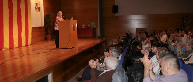 Montserrat Carulla en el moment del seu parlament a Mollerussa.