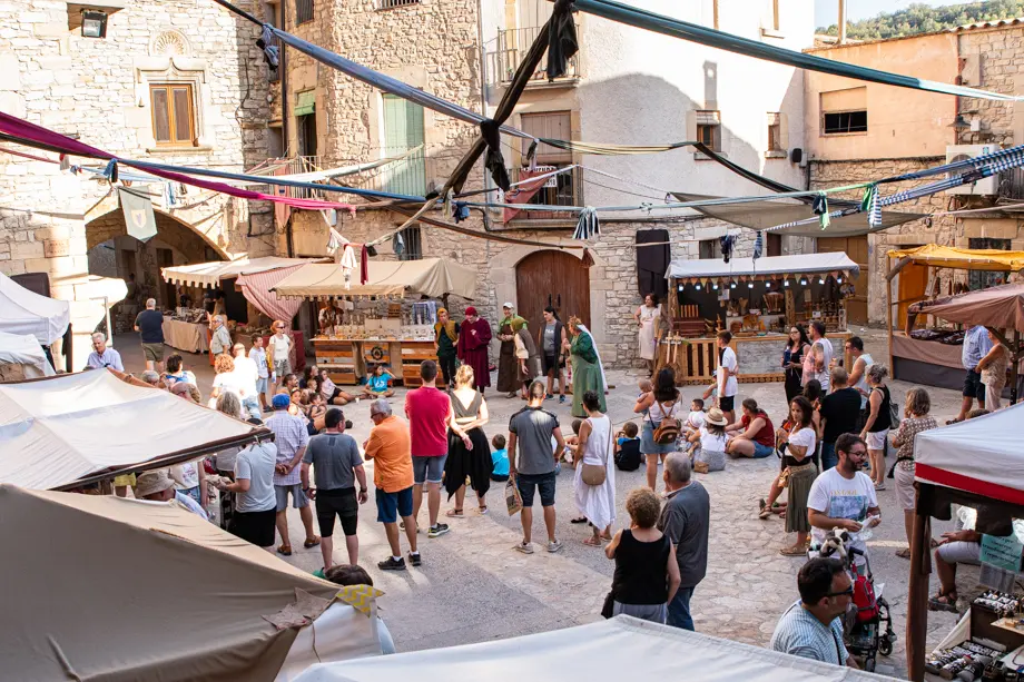 Gags teatrals contextualitzats a la història de Guimerà per la Cia. El Sidral durant el 28è Mercat Medieval de Guimerà - Foto: Jordi Vinuesa