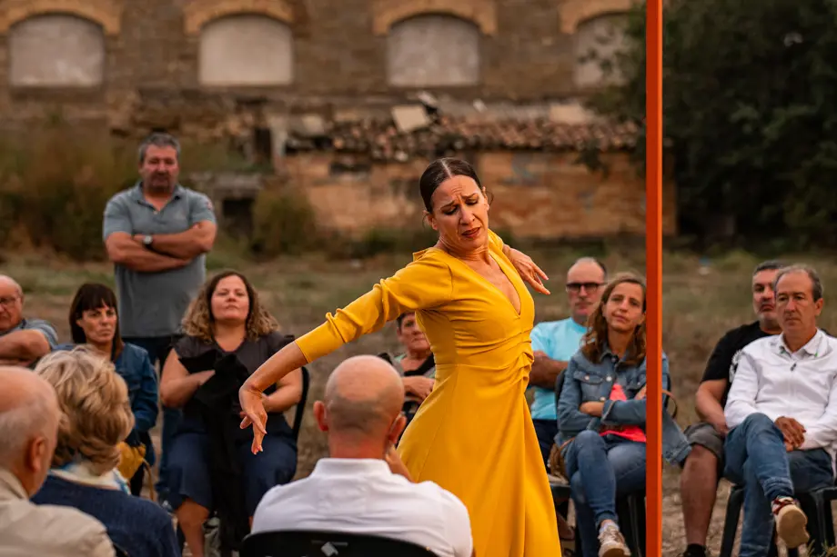 La ballarina i coreògrafa Helena Martín presenta 'El pie, los labios, los ojos, el corazón' durant el Festival Internacional de Microdansa Itinerant '15m2' celebrat a Guissona - Foto: Jordi Vinuesa