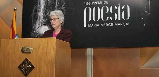 La presidenta d&#39;Òmnium Cultural Muriel Casals en el seu parlament.