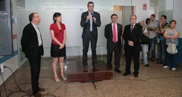 L&#39;alcalde de Mollerussa Marc Solsona  en el moment del parlament.