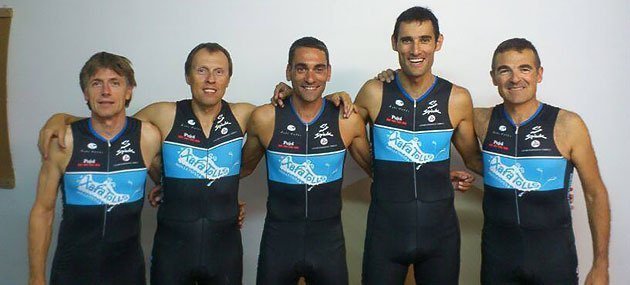 Els atletes de Xafatolls que participaran en la Triatló Iberman de Huelva.