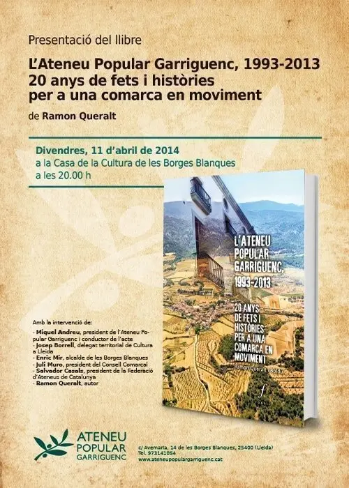 invitació llibre dels 20 anys de l'Ateneu
