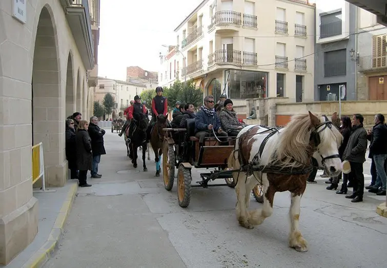 Els cavalls i carruatges que van participar en els Tres Toms de Linyola.