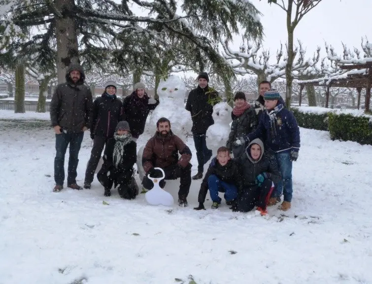 Nevada a les Borges Blanques - Ninots de neu al Parc del Terrall (04-02-2015)