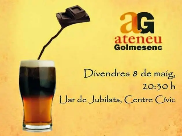 Cartell del Maridatge de cervesa i xocolata a Golmés.