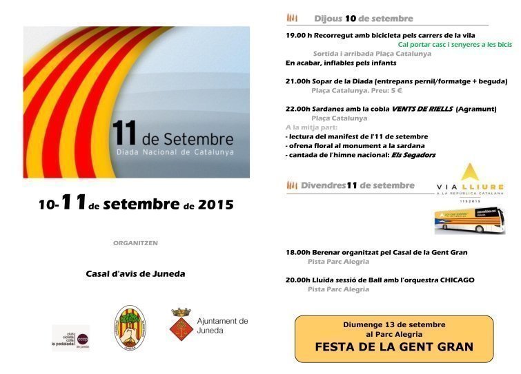 programa dels actes de l'11setembre de 2015 a Juneda