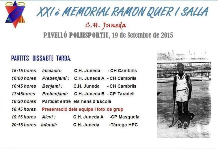 Els horaris del Memorial Ramon Quer