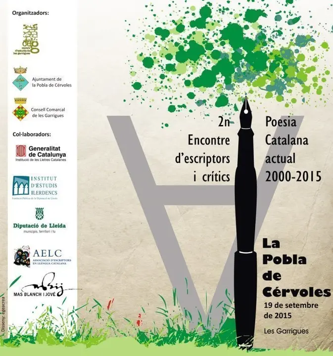 Cartell del 2n Encontre d'escriptors i crítics a la Pobla de Cérvoles