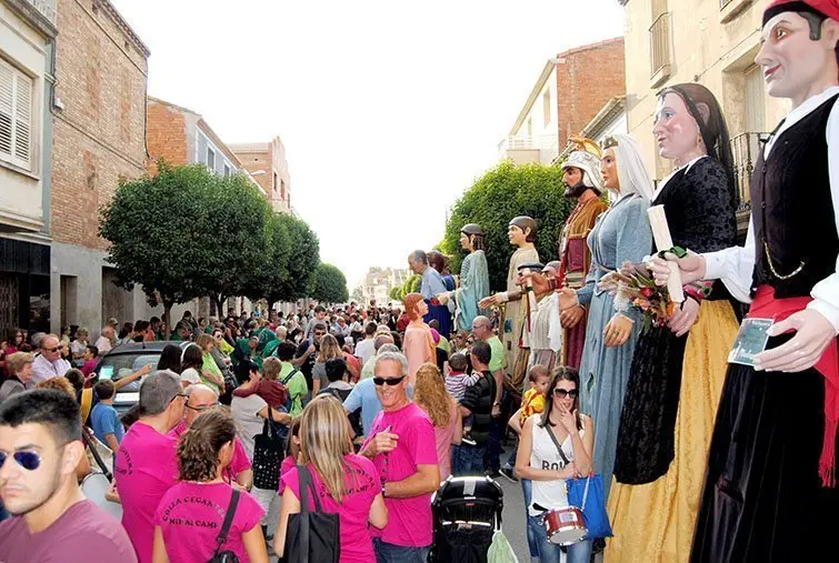 Plantada de gegants en la Trobada comarcal a Bell-lloc