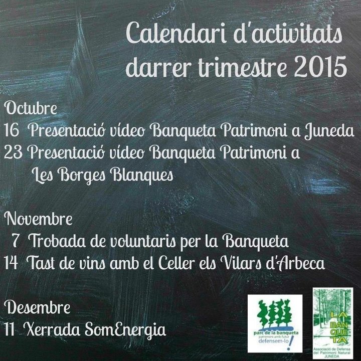 calendari activitats 4T 2015