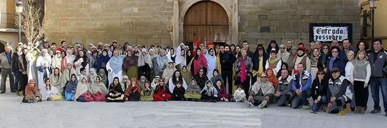 Els participants en el Pessebre Vivent de Linyola