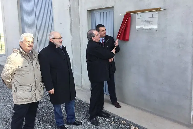 Josep Maria Huguet, Joan Reñé i Melcior Claramunt inauguren la Potabilitzadora de Miralcamp