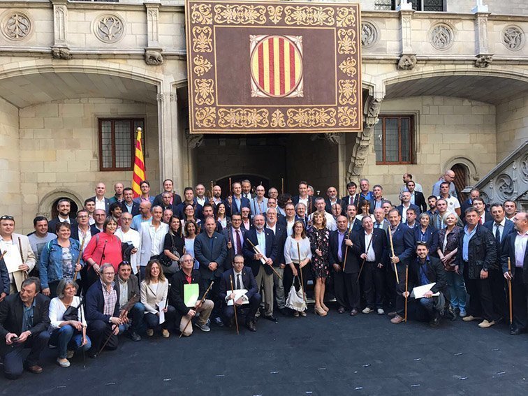 Alcaldes de la demarcació de Lleida a l'acte de suport al Referèndum de l'1 d'actubre 1