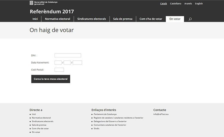 Web en el qual s&#39;han publicat els col·legis electorals