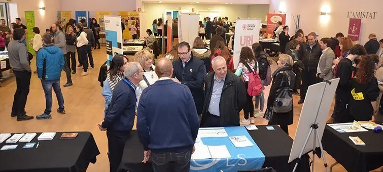 Visita de Joan Trull i Marc Solsona a la Fira Universitària del Pla d'Urgell