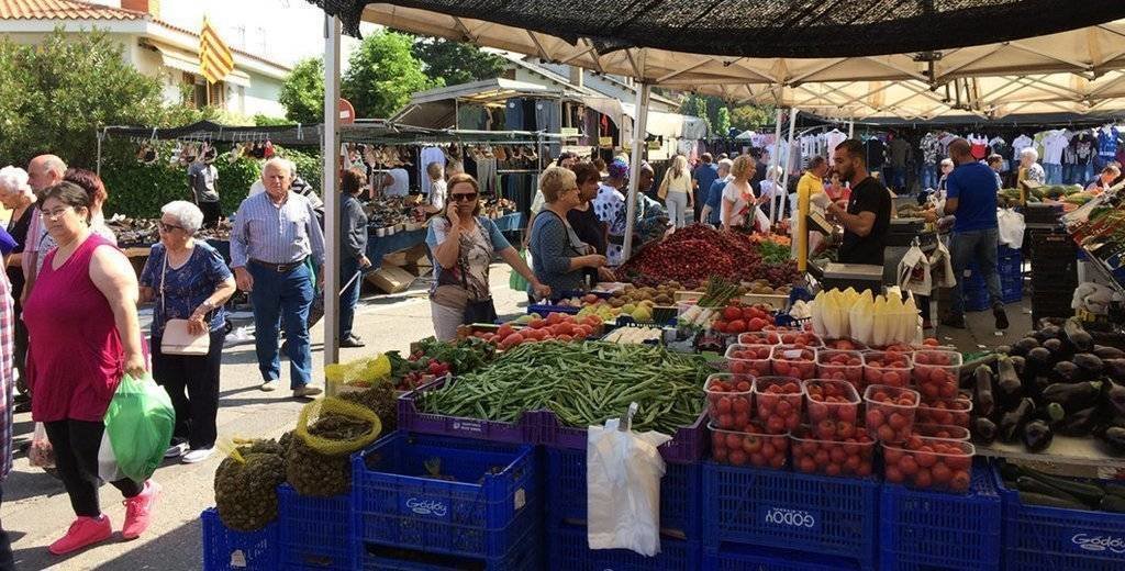 Imatge de la nova ubicació del mercat setmanal a l'avinguda del Canal de Mollerussa 2