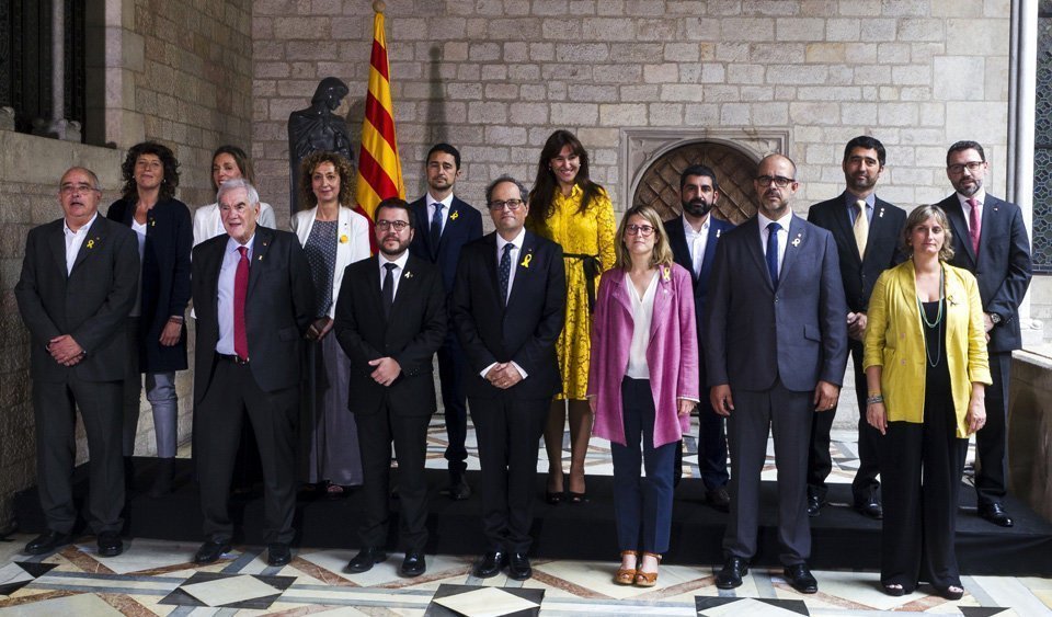 El president Quim Torra i els consellers del nou Govern al Palau de la Generalitat