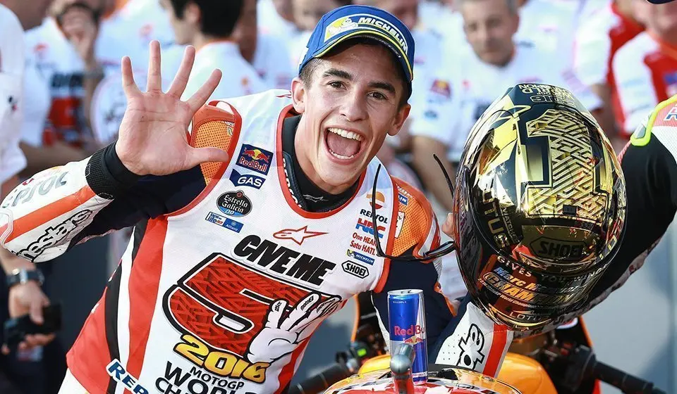 Marc Márquez el dia que va guanyar el seu 5è campionat de Moto GP