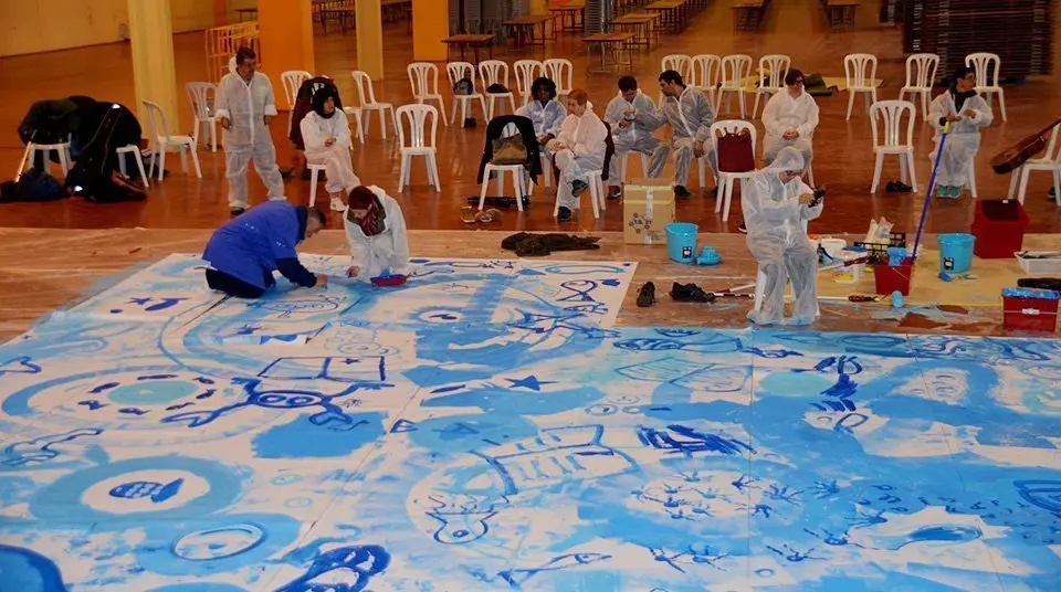 Preparació del mural del Saló del LLibre de Mollerussa