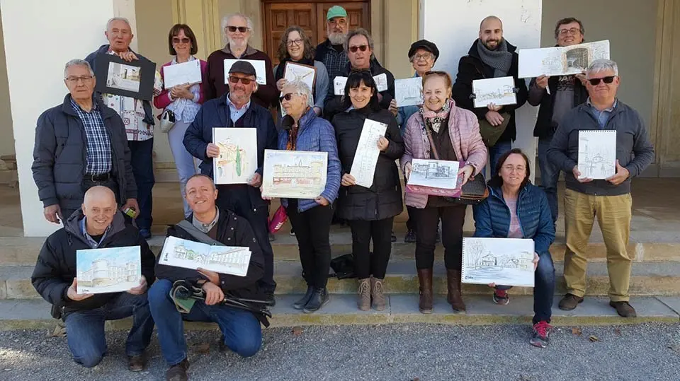 Els dibuixants urbans de Lleida 'Urban Sketchers' es reuneixen al Castell del Remei 1