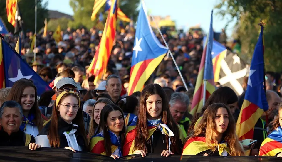 La Marxa per la Llibertat al seu pas per l&#39;A-2, a Igualada