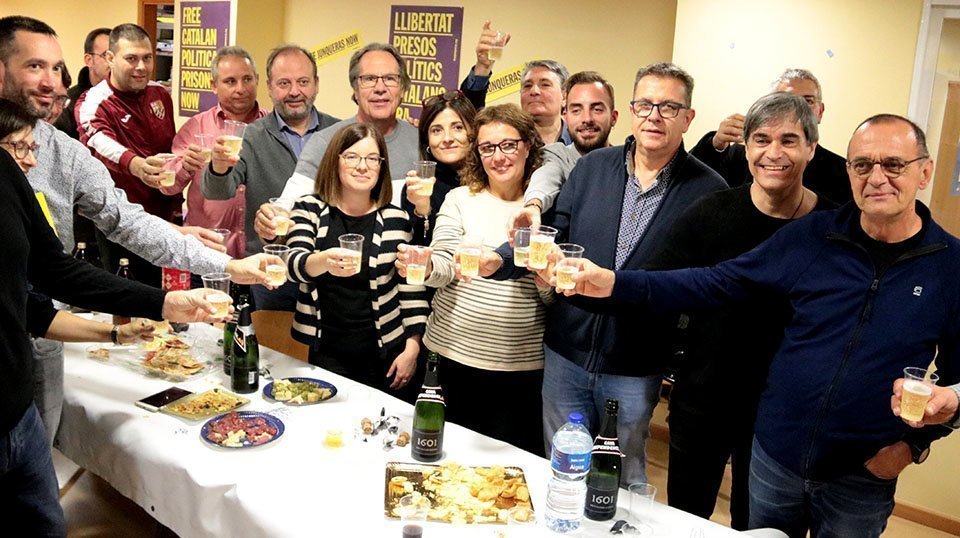 Els membres d&#39;ERC celebren els resultats a Lleida