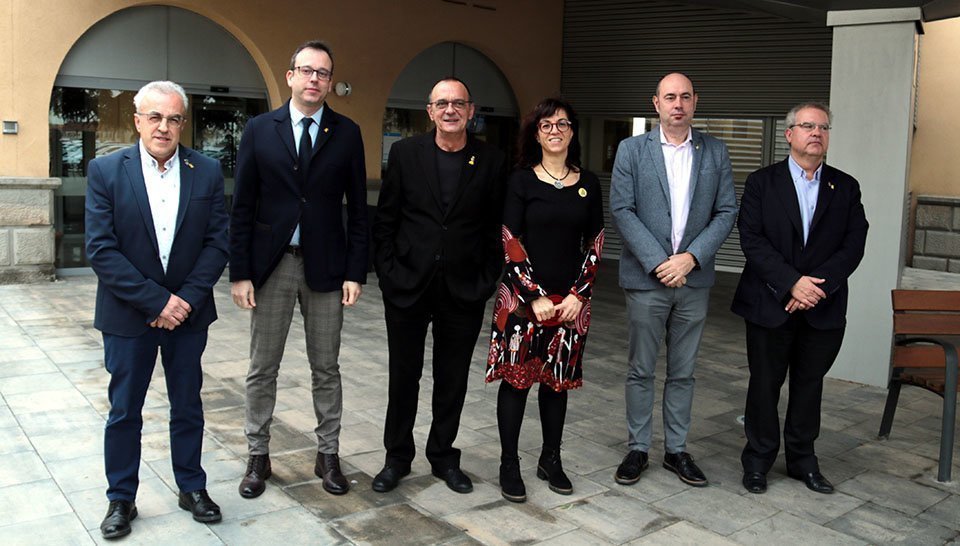 Reunió dels alcaldes, Miquel Pueyo, Alba Pijuan, Marc Solsona, Jordi Ignasi Vidal, Enric Mir, i Ramon Augé