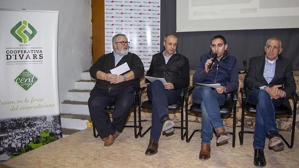 Acte inaugural de les Jornades Tècniques de Preixana, Andreu Bosch, Xavier Roure, Jaume Pané, i Josep Coll.