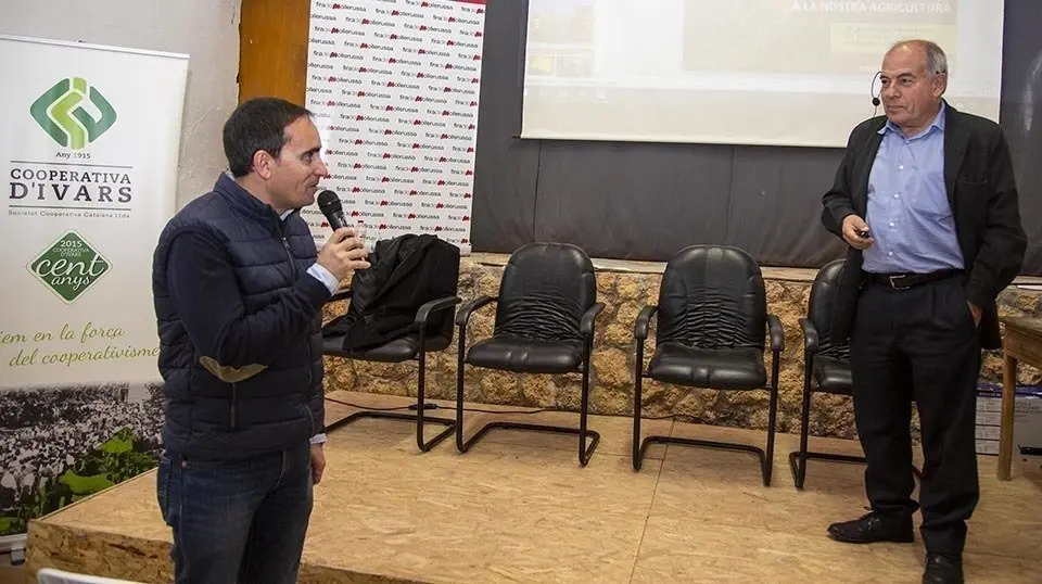 Jaume Pané i Francesc Reguant en la xerrada de clausura de les Jornades de Preixana