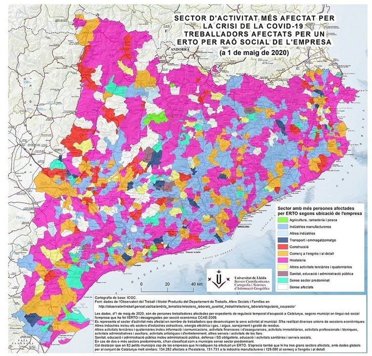 mapa municipal de sectors més afectats per la crisi de la COVID-19