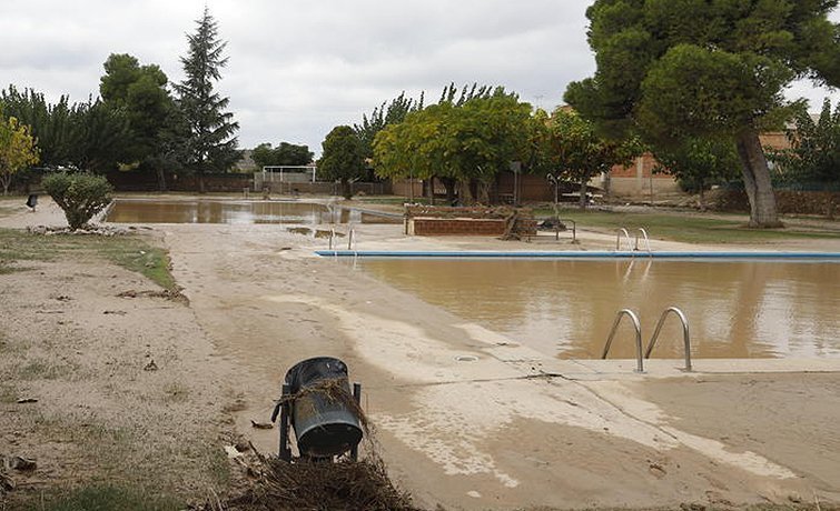 Els aiguats que van afectar el recinte de les piscines d&#39;Arbeca