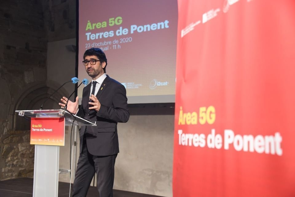 Jordi Puigneró, durant la presentació de l'Àrea 5G de les Terres de Ponent, a la Seu Vella de Lleida, el 23 d'octubre del 2020. (Horitzontal)