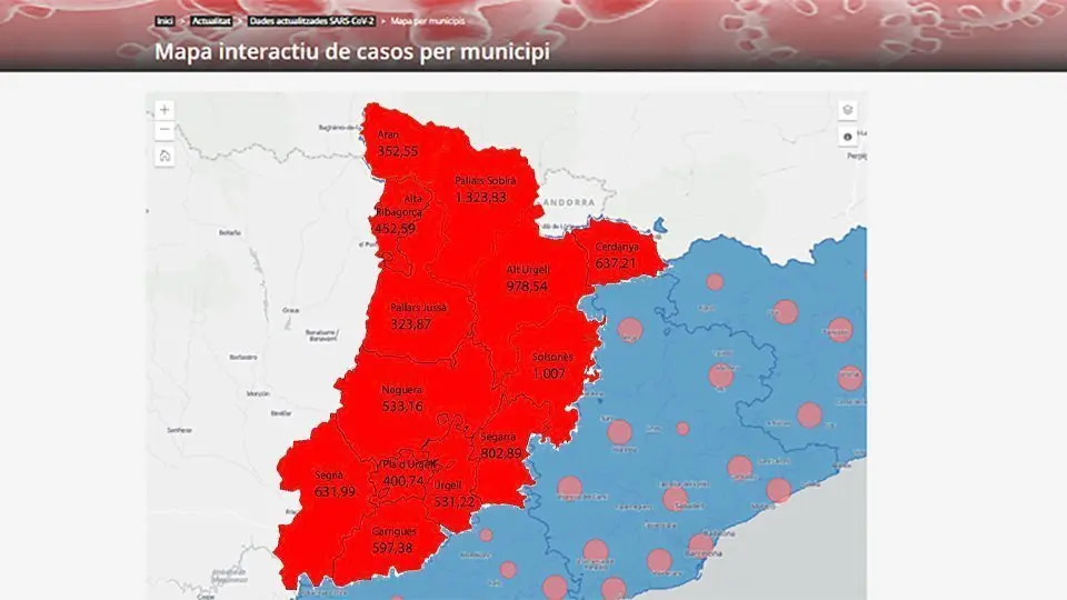 Mapa casos a la demarcació