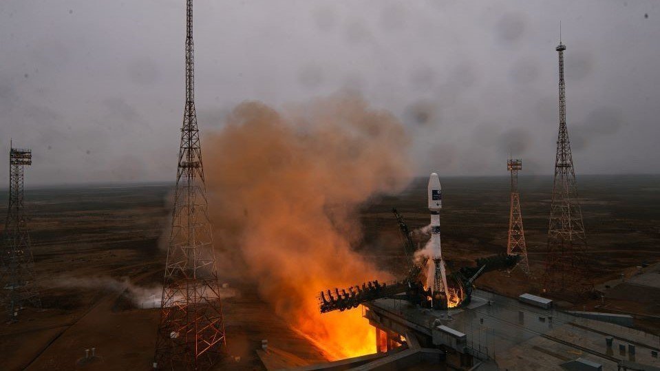 El llançament de l'"Enxaneta" des de Baikonur, al Kazakhsta, a bord d'un coet Soyuz 2 - Foto: GK Launch Services