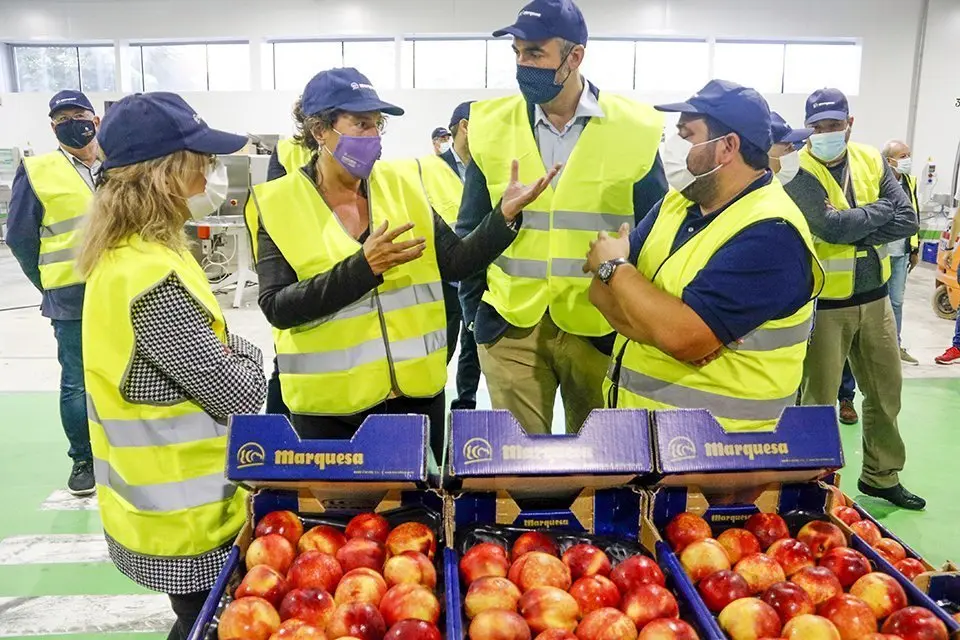 La consellera d'Acció Climàtica, Teresa Jordà, visitant una central fructícola d'Albatàrrec @OriolBosch