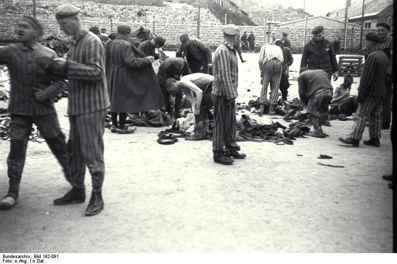 Deportats en arribar al camp de KL Gusen I (fotògraf desconegut, llicència Bundesarchiv, Bild 192-091  CC-BY-SA 3.0)