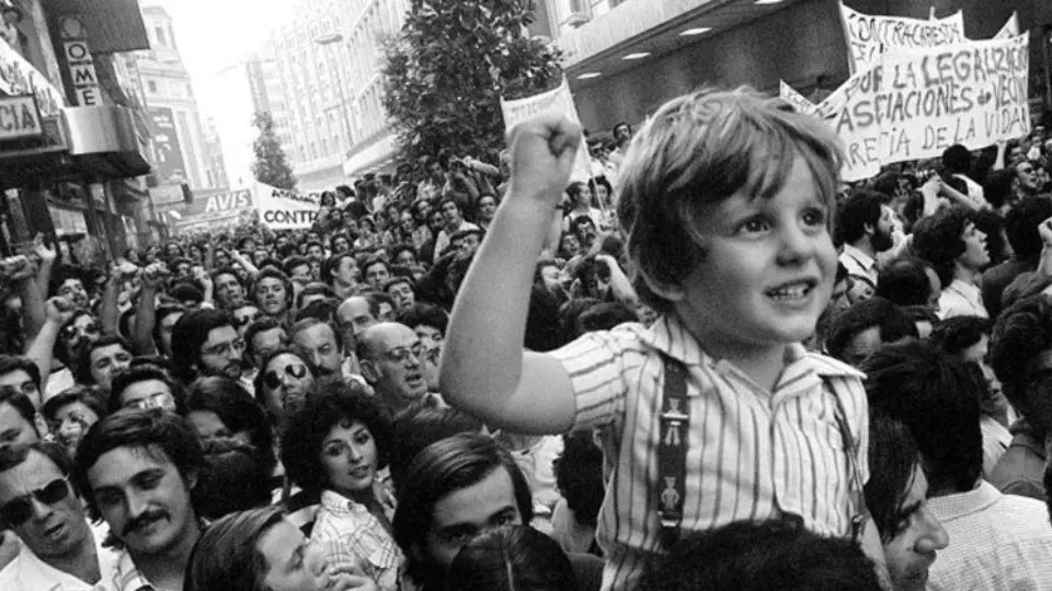 Manifestació durant la Transició Democràtica. Fotografia: Cedida.