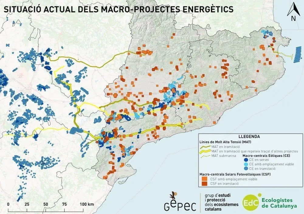 Mapa de les centrals d'energia renovable en funcionament i projectades i les línies d'evacuació que es preveuen 

Data de publicació: dimecres 19 de gener del 2022, 13:28

Localització: Reus

Autor: GEPEC-EdC