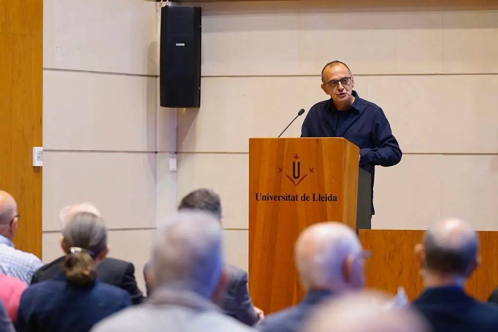 L'alcalde Miquel Pueyo en una intervenció a la Universitat de Lleida - Foto: Mario Gascón