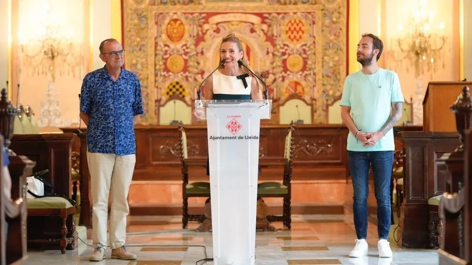 L'atleta Yolanda Cebrián agraint la recepció al Saló de Sessions de la Paeria ©Mario Gascón