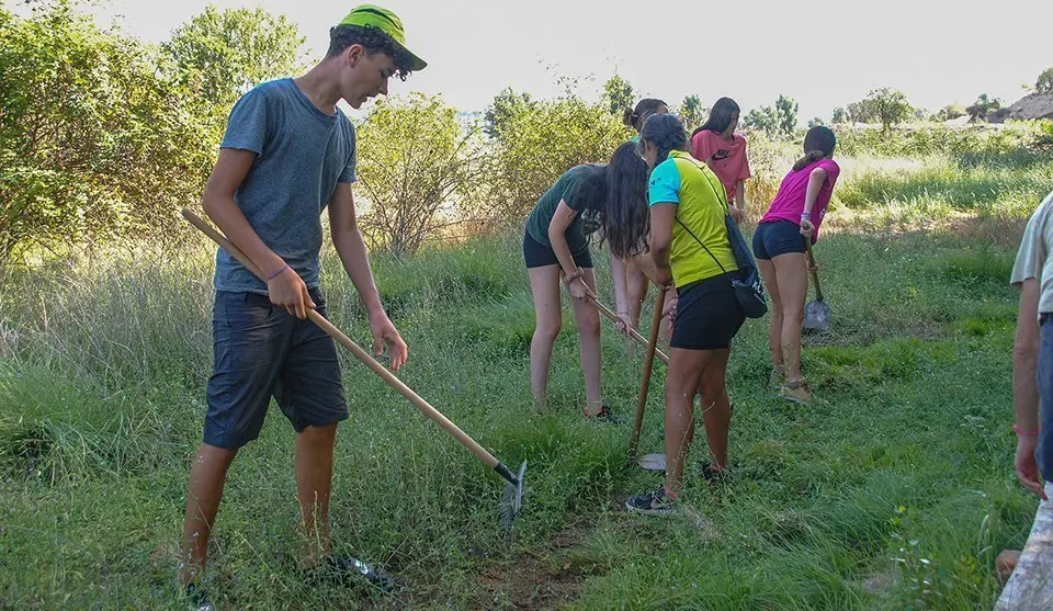 Els joves que treballen en el Camp de treball a l'Estany ©Territoriscat