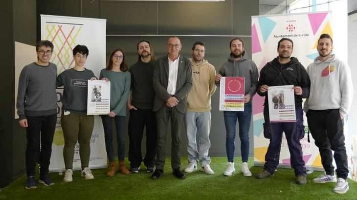 L'alcalde de Lleida, Miquel Pueyo, ha presentat la 3a edició de FemCoop!, un programa que impulsa la Paeria conjuntament amb Ponent Coopera amb l'objectiu d'impulsar l'emprenedoria col·lectiva i l'autoocupació juvenil a través de la creació de cooperatives a la ciutat de Lleida ©Mario Gascón