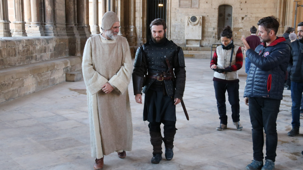 Dos dels actors de la pel·lícula al claustre de la Seu Vella de Lleida ©Ignasi Gómez