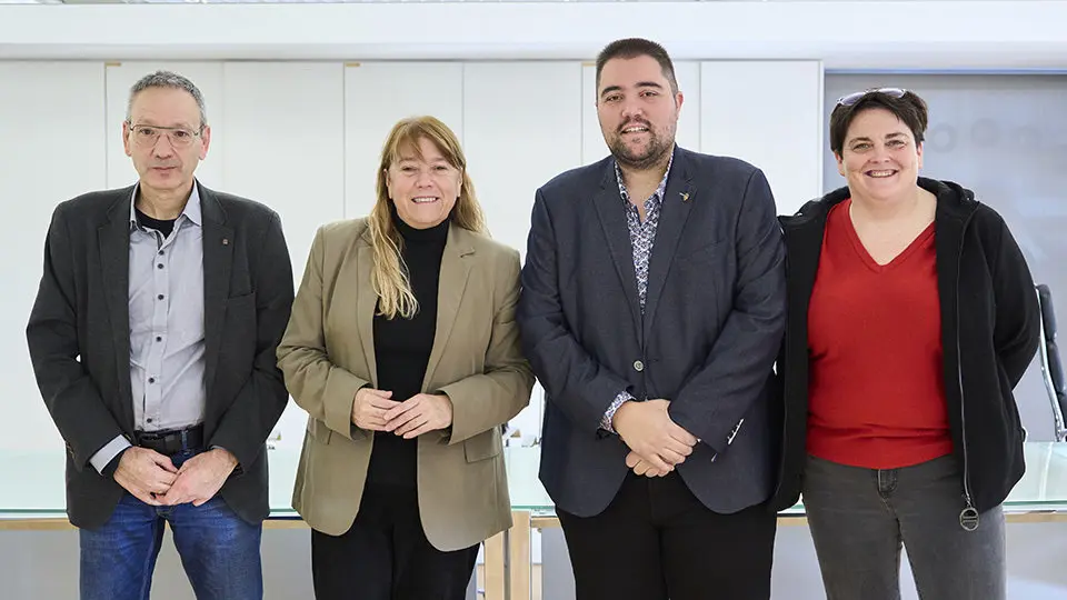 Jordi Font, director del Memorial Democràtic; Natàlia Garriga, consellera de Cultura; Gerard Companys, alcalde d’Alcarràs; i Estefania Rufach, vicepresidenta de l’Institut d’Estudis Ilerdencs (IEI) - Crèdits: Generalitat de Catalunya, Departament de Cultura. Foto: Arnau Pascual Monells